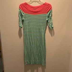 Lilly Pulitzer striped cotton dress with scrunch sleeves size small
